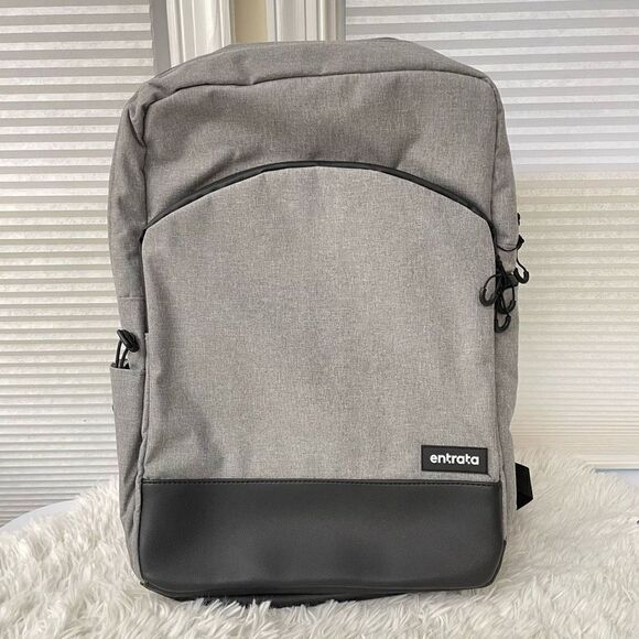 ENTRATA Men’s Lt. Gray Slim Tech Waterproof Laptop, Travel Utility Backpack NEW - Picture 1 of 9